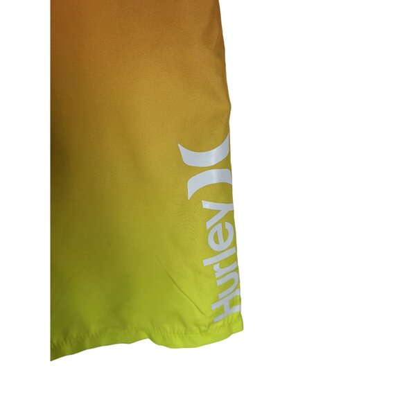 Hurley Boy's Gradient Orange/Yellow Swim Board Shorts Size 18/28 Back Pocket NEW - Picture 2 of 9